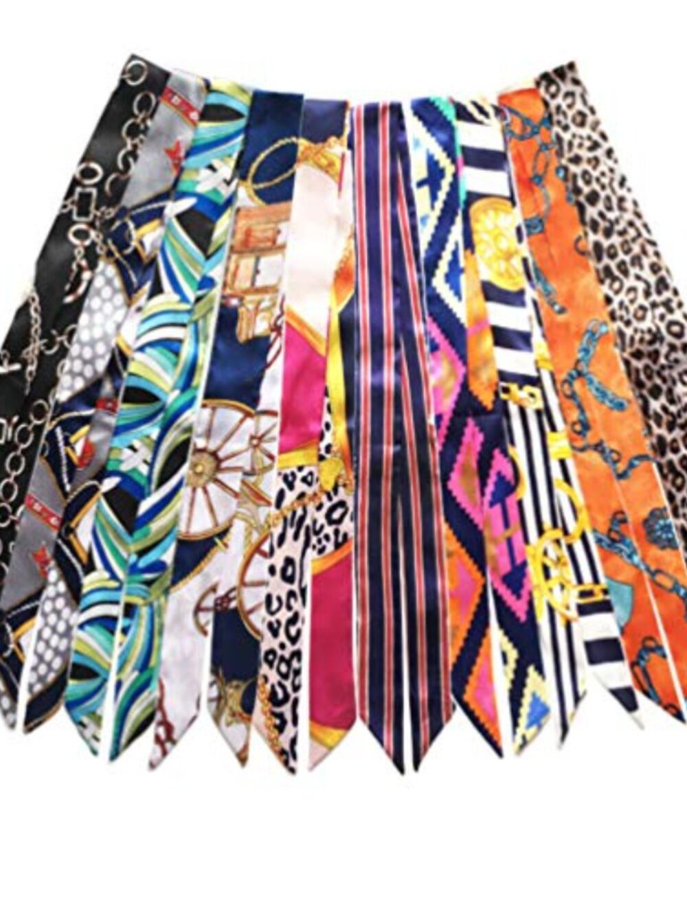 Imitation Silk Scarf Set 10 Pack Handbag Handle Ribbon Neck Head Hair Wrap